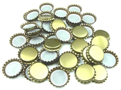 Kronkorken 26mm 100 Stück gold Zubehör Bier Brauen Bierflaschen verschließen Hobbybrauer (gold, 100)