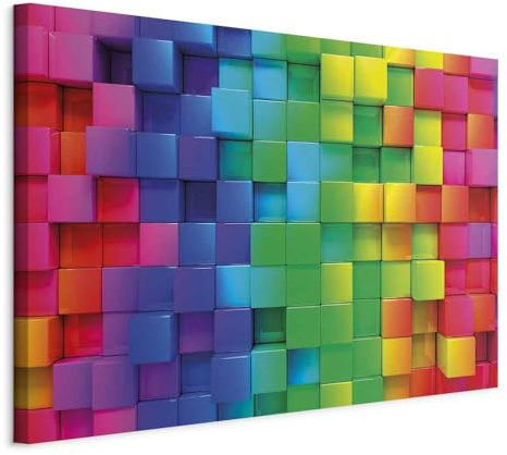 B&D XXL - Akustikbild Quadrate Würfel Illusion, Schallschutz, Wohnzimmer | Verbessert Raumakustik, reduziert Hall, ideal fürs Büro oder Wohnzimmer, hochwertige Verarbeitung, schnelle Montage, stilvoll
