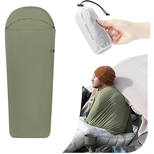 Naturehike Ultralätt sovsäcksinsats 4,51 oz – vuxensovsäck och resesovsäck, reselakan och campinglakan för ryggsäck hotell vandrarhem (grön)