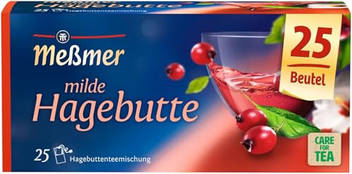 Meßmer Milde Hagebutte | 25 Teebeutel | Vegan | Glutenfrei | Laktosefrei (Packung mit 5)