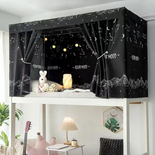 Treer Dormitory Bunk Bed Curtain, Blackout Curtains Students Dorm Bed Canopy Privacy Curtain for Girls Sleeper Bunk Dustproof Bed Shading Tent Moveable Curtains (1.2m 2 Pieces,Moon)