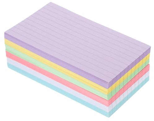 Tofficu 300 Sheets a6 Flash Cards, Multicolor Index Cards, Revision Cards with Binder Rings, Assorted Colored Flashcards, Ruled Index Cards in 5 Assorted Colors for Revision, Study, and Office Use