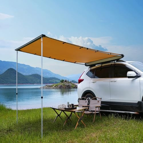 LYUCAYHQ Autozelt, Dachzelt Auto, UV50+, Einziehbar, Wetterfest für SUV, Outdoor-Camping und Überland, mit Wasserdichter Aufbewahrungstasche (Size : 140 x 250cm(55in x 98in))