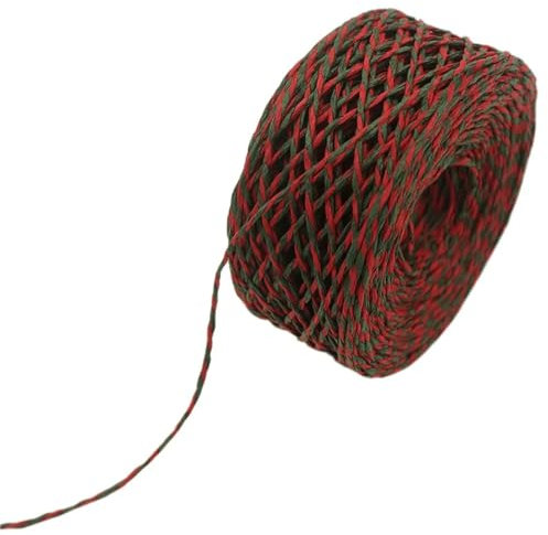 Cordón de papel de 100 metros de 2 mm, cuerda de papel trenzado rojo y verde para tarjetas de flores, decoración de embalaje, manualidades, material