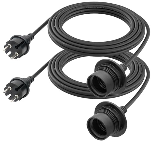 FIRMERST E27 Lampenfassung mit Kabel, 4,5m, 2 Stück, Schwarz