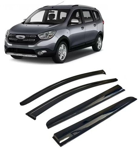 CarJoy Windabweiser Luftabweiser Regenabweiser Seitenfensterabweiser Kompatibel mit Dacia Lodgy 2012-2022 Autofenster Regenschutz Regenabweiser Anklebbare Deflektoren Externe Passform 4 Stück