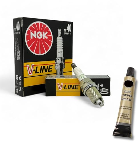 4x Zündkerzen V-Line passt für Dodge Caliber 1.8/2.0/2.4 Bj. 2006-2011 + Kupferfett