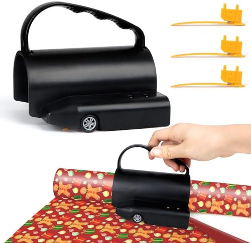 Kalolary Geschenkpapier Schneider, Tragbare Sliding Geschenkpapier Cutter für Rollen mit 3 Austauschbaren Klingensätzen für Geburtstage, Weihnachten, Täglicher Gebrauch und Alle Arten von Festen