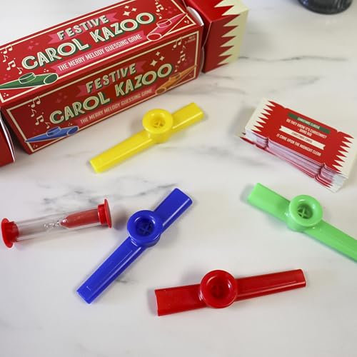 Gift Republic Festive Carol Kazoo Game - Divertente gioco per feste di Natale per familiari e amici, include 4 kazoo e canzoni natalizie, regalo segreto di Babbo Natale e intrattenimento festivo,
