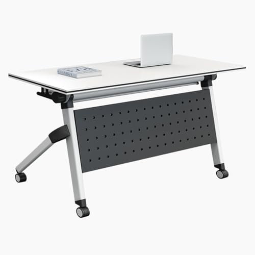 Konferenzraumtische mit Rollen, zusammenklappbarer Besprechungstisch für Büro und Klassenzimmer, Weiß, 2 Stück, 120 x 49,8 x 74,9 cm