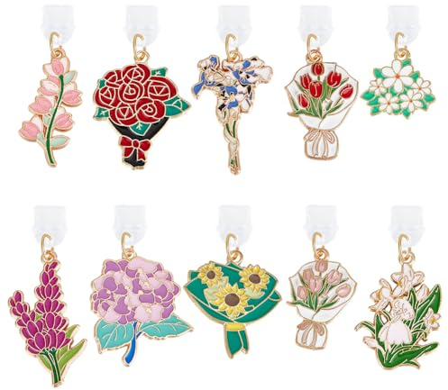 OLYCRAFT 10 Stück Blumensträuße Typ C Staubstöpsel Charm 3~4.5cm Anti Staub Stecker Für Telefone Mit Emaille Blumenanhängern Aus Legierung Staubdichte Stecker Für Mobilgeräte Anschlusskappen Schutz
