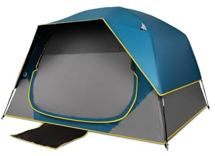 Tunnelzelte Verdunkelungs-Campingzelt für 4 Personen, einfach aufzubauendes, wasserdichtes Familien-Kuppelzelt für Camping mit Regenschutz Campingzelt(Dark Blue 240 * 240 * 155cm)