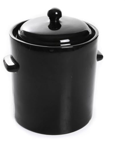 Gärtopf Sauerkrauttopf Steinzeugtopf Keramikfass Tontopf mit Deckel Einlegetopf Steingut Hermetisch Gurkentopf Schwarz 10L
