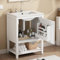 BNUZ Mobile da bagno singolo, 60 cm, con lavabo in ceramica, con ripiano, bianco, armadio (bianco)