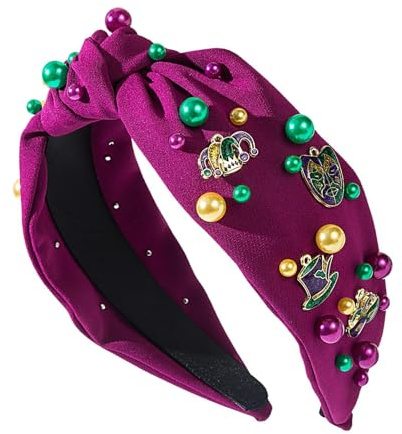 Mardi Gras Friseur, Heringsband von Mardi Gras | Breites Stirnband für dickes russone-restone carnival juwele Stirnband in verschiedenen Farben für Hochzeit, Geburtstag