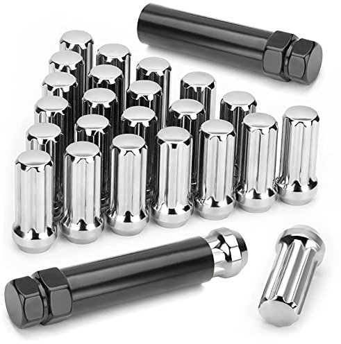 Sirxlevcy M14X1.5 Radmuttern, 24 StüCk 14Mmx1.5 7 Spline Drive Ahle Eichelkegel Radmuttern 2 Schwarz mit 2 SteckschlüSseln