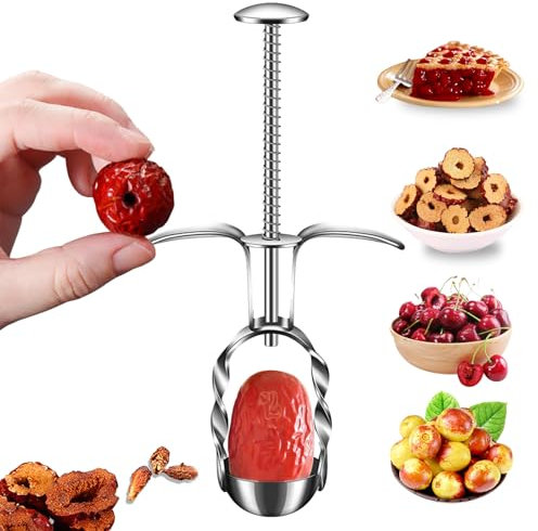 JasCherry Cherry Pitter Tool, Multi Stoner Fruit Remover with Stainless Steel Rod, Dates Pitting Device for Red Dates, Hawthorn, Cherries, Jujubes