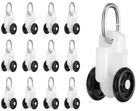 sourcing map 30Pcs Curtain Track Rollers Curtain Rail Pulleys Runners Plastic Ceiling Gliders with Dual Wheel Roller for Window Tracks Carrier Accessories (Black)