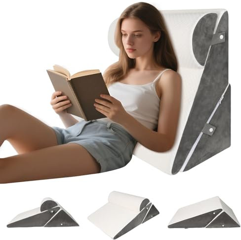 LPQKCcY Verstellbares Keilkissen Bett, Lesekissen für Bett und Couch, Schaum Reflux Kissen, Rückenkissen Rückenlehne, zur Schlafapnoe, Lesen, Schlaferhöhung, Beinkissen, Rückenschmerzen, Schnarchen