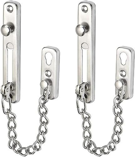 FEFEF Door Chain Internal Door Lock, 2 Pcs Internal Door Restrictor,Door Chain Lock, Metal Hotel Home Door Chain Home Hotel Door Bolt Anti-theft Door Security Chain Door Lock Anti-theft Buckle