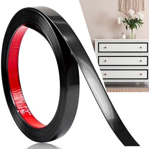 Moulures adhésives noires, 6M×2CM, profilé de finition flexible, bande décorative auto-adhésive pour portes, fenêtres, cadres de miroirs, murs, plafonds, sols, carrelages et bords