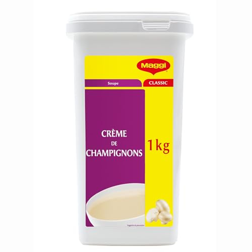MAGGI PROFESSIONAL - Crème de Champignons pour 10L de soupe - Boîte de 1kg | Préparation de 50 portions de 200ml - Texture onctueuse aux champignons de Paris - Usage professionnel et familial