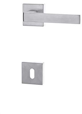 Ghidini Maniglia per Porta Interna GM08, zama Finitura ZCS, con Rosetta Quadrata 45x45x10mm e bocchetta foro Patent