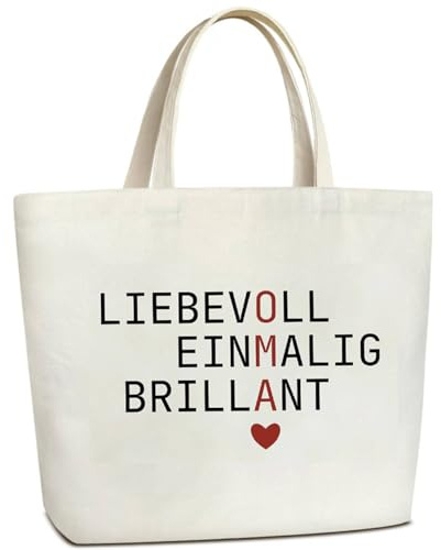 Oma Geschenk Canvas Tragetasche Große Baumwolltasche Shopper Tote Bag, Stofftasche Einkaufstasche Handtasche, Muttertagsgeschenk für Großmutter, Geschenke für Oma zum Geburtstag Muttertag Weihnachten