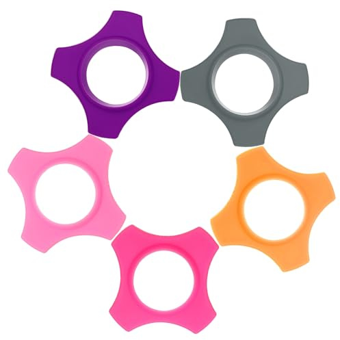 YELARXI Microphone Anti-Roll Rings, Rubber Mic Rolling Ring - Fitting for (Wireless Handheld KTV Karaoke Microphones), 5 Pack & 1.4 x 2.9 & Orange/Gray/Purple/Pink/Rose Red