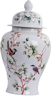 LOVIVER Vase en Pot de Gingembre en céramique Chinois Ancien avec Couvercle/Pot décoratif en Porcelaine pour pièce maîtresse/cheminée/Cadeau de, Je