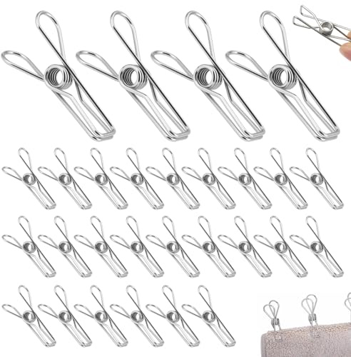 70 Stück Wäscheleine Klammern aus Edelstahl, Winddicht Wäscheleine Klammern | Metall Wäscheklammer Edelstahl Klammern, für Handtuch, Kleidung, Socken, Clothesline, Camping, Papierdateien