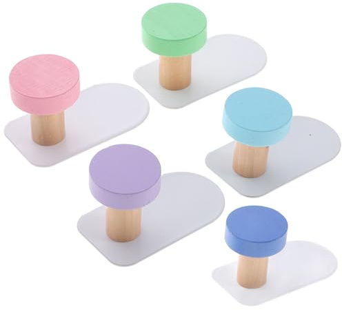 JECOMPRIS Lot de 5 Crochets Muraux Auto-adhésifs en Bois Multicolores Macaron pour Suspendre Vêtements, Serviettes et Paquet à Dos, sans Perçage, Usage Décoratif et Fonctionnel pour Chambre
