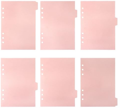ADOCARN Separadores Desmontables para Carpeta A5, 6 Piezas de Plástico Pp en Color Rosa Pastel, Divisores de Índice Prácticos para Oficina y Papelería Escolar, Organizador de Documentos