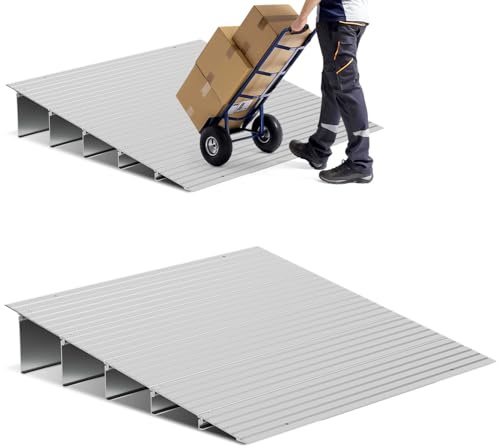 Peviasot Türschwellenrampe 12.7cm Höhe Rollstuhlrampe 360kg Tragkraft mit Verstellbarem Rampendesign Bordsteinrampe rutschfest Aluminium für Rollstuhl, Elektro-Rollstuhl, Kinderwagen
