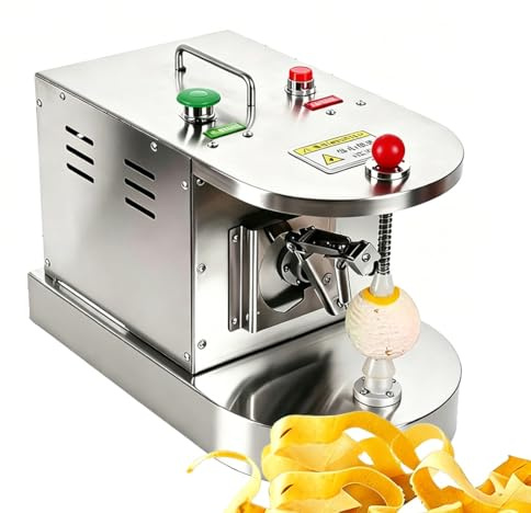 MazmornFly Automatic Electric Fruit Peeler Machine, Stainless Steel Commercial/Residential Peeler for Orange, Apple, Kiwi, Lemon, Adjustable Thickness, Tabletop Fruit Skin Remover