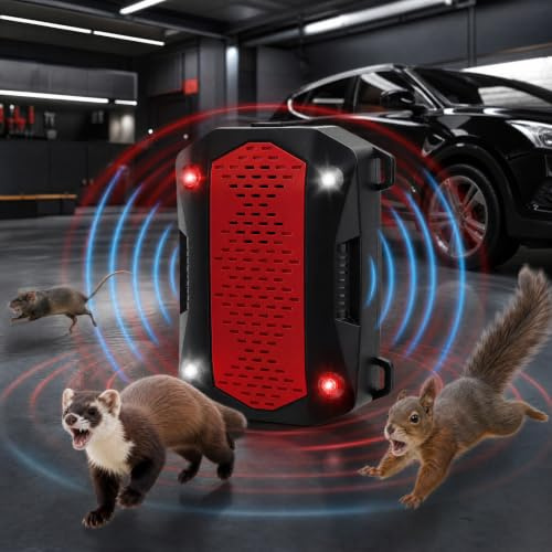 Eirolace Marderschreck Auto Ultraschall Batterie LED, IP65 | Marderabwehr mit Sensor & 3 Modi, 50-80m² Reichweite wasserdicht, Marderschrecker Auto, Dachboden, Garten, Haus, Motoraum