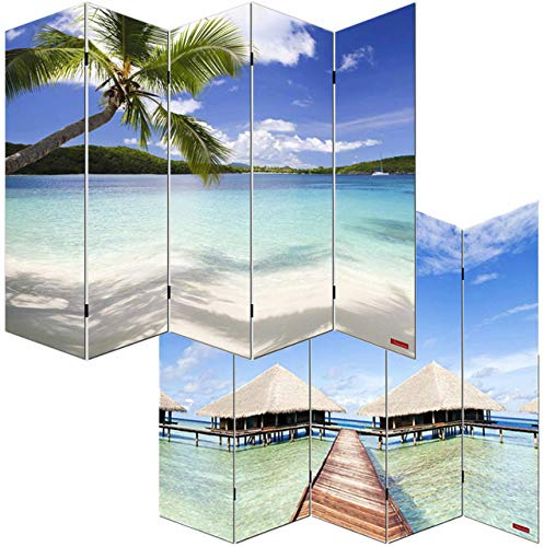 Mendler Foto-Paravent M68-180x200cm - Strand | Paravent, Raumteiler, Trennwand