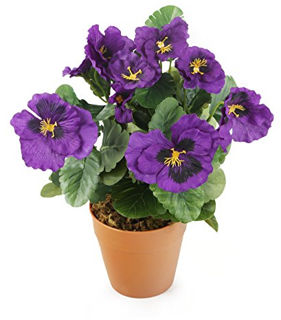 Closer2Nature Artificial 30cm Purple Pansy Plug Plant, Bedding Plant Bunch for Indoors in Home, Office or Outdoor Foliage in Garden