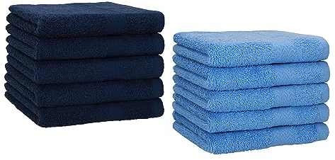 Betz 10 Stück Gästehandtücher Premium 100% Baumwolle Gästetuch-Set 30x50 cm Farbe dunkelblau und hellblau