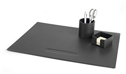 Pavo 8002535 Premium Schickes Büroset PU Leder inklusive Schreibunterlagen, Zettelbox und Stifteköcher, schwarz