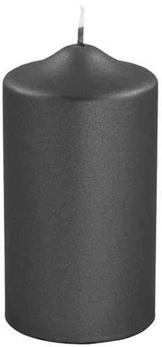 Fink Candle Stumpenkerze, metallic schwarz, Höhe 15cm,Durchmesser 8cm