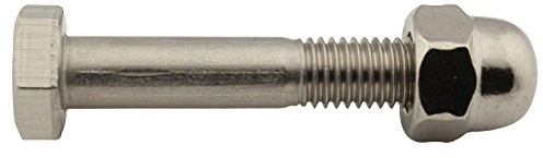 SC-Normteile® | Sechskantschrauben mit Schaft und Hutmuttern (hohe Form) - M5x80 - (5 Stück) - Maschinenschrauben - DIN 931 / DIN 1587 - Edelstahl A2 (V2A) - SC931 / SC1587