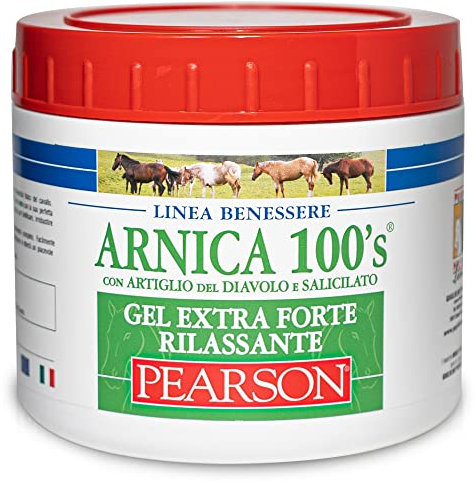 ARNICA 100'S - Árnica para caballos, gel extrafuerte relajante Pearson [500ml]. Crema de árnica, gel fuerte con garra del diablo y mentol. Pomada antifatiga y relajante
