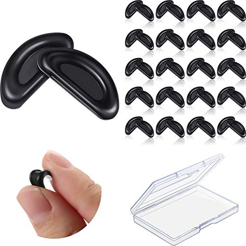 24 Paare Klebstoff Augen Brille Nasen Pads, D Form Stick auf Anti-Rutsch Weiche Silikon, Klebe Nasen Pads Brille Nasen Pad für Brillen Sonnenbrillen, 15 mm (Schwarz)
