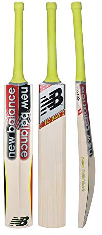 new balance Balance TC-260 Kashmir-Willow - Mazza da cricket con copertura per pipistrello, edizione 2019-20, manico corto (full size), TC-260 (argento/nero) (DC-280), Kashmir Willow