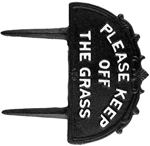 Yardwe, cartelli da giardino in ghisa, con scritta in lingua inglese Please Keep off the prass (lingua italiana non garantita)