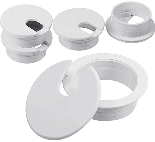 Oeillet de Bureau, Oeillet de Couvercle de Trou de Câble de Bureau en Plastique pour Organisateur de Fil de Table d'Ordinateur, Diamètre du Trou de Montage 35 mm/ 1,38 Pouces (Blanc, 4 Paquets)