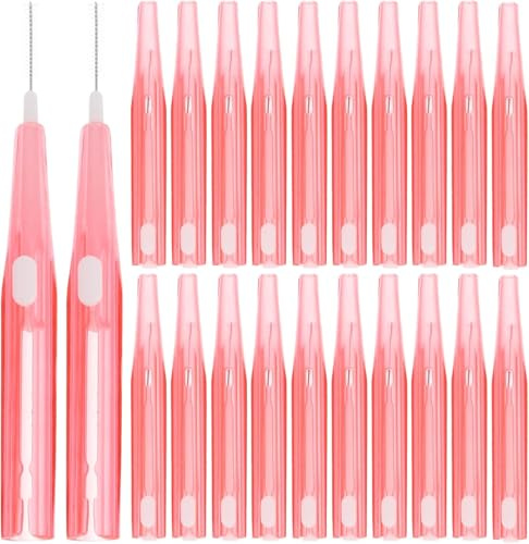 HEALLILY 30 Stück Interdentalbürste Zahnreiniger Zahnstocher Zahnseide Kopf zwischen den Zähnen Bürste Interdentalbürste Zahnseide Zahnreinigung Werkzeug rosa