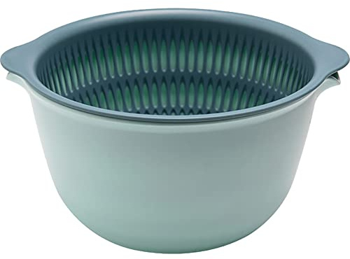 Youka Panier de vidange pour passoire de cuisine, ensemble de bols de passoire 2 en 1, double couche en plastique PP sans BPA détachable pour laver les légumes et les fruits