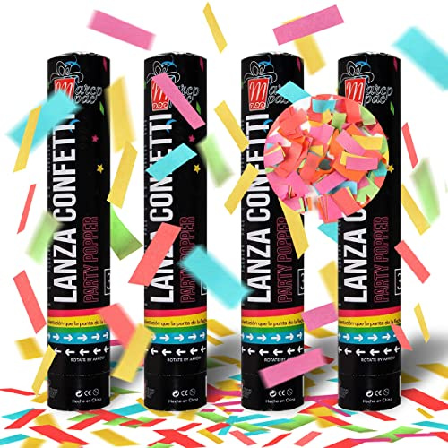 Cannone Spara Coriandoli Compleanno*4Pcs, XiXiRan Sparacoriandoli Colorati, Tubo Sparacoriandoli Matrimonio, Tubi Coriandoli Laurea, Coriandoli Cannoni Popper, Cannone Sparacoriandoli Matrimonio (C)